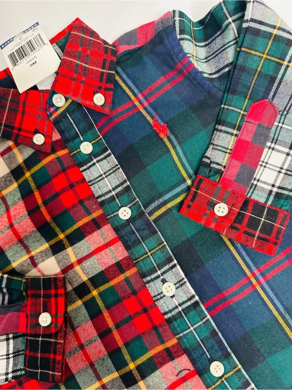 Ralph Lauren Kids Patchwork Plaid Button-Down Shirt - Red, Green & Navy